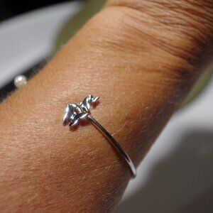 Women`s silver tone cuff bracelet butterfly faux p